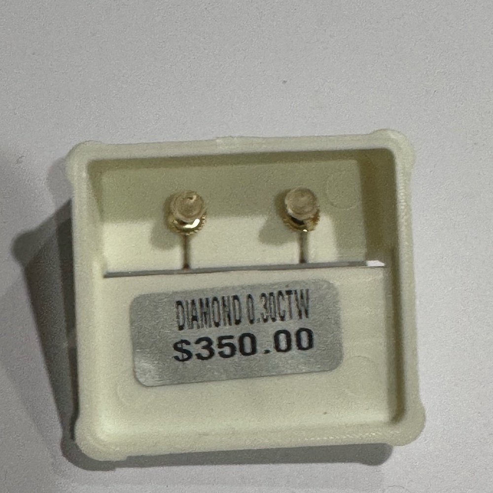 Real Diamond Round Earrings, Gift for him, FREE APPRAISAL Natural Diamonds .30Ct - Picture 5 of 8